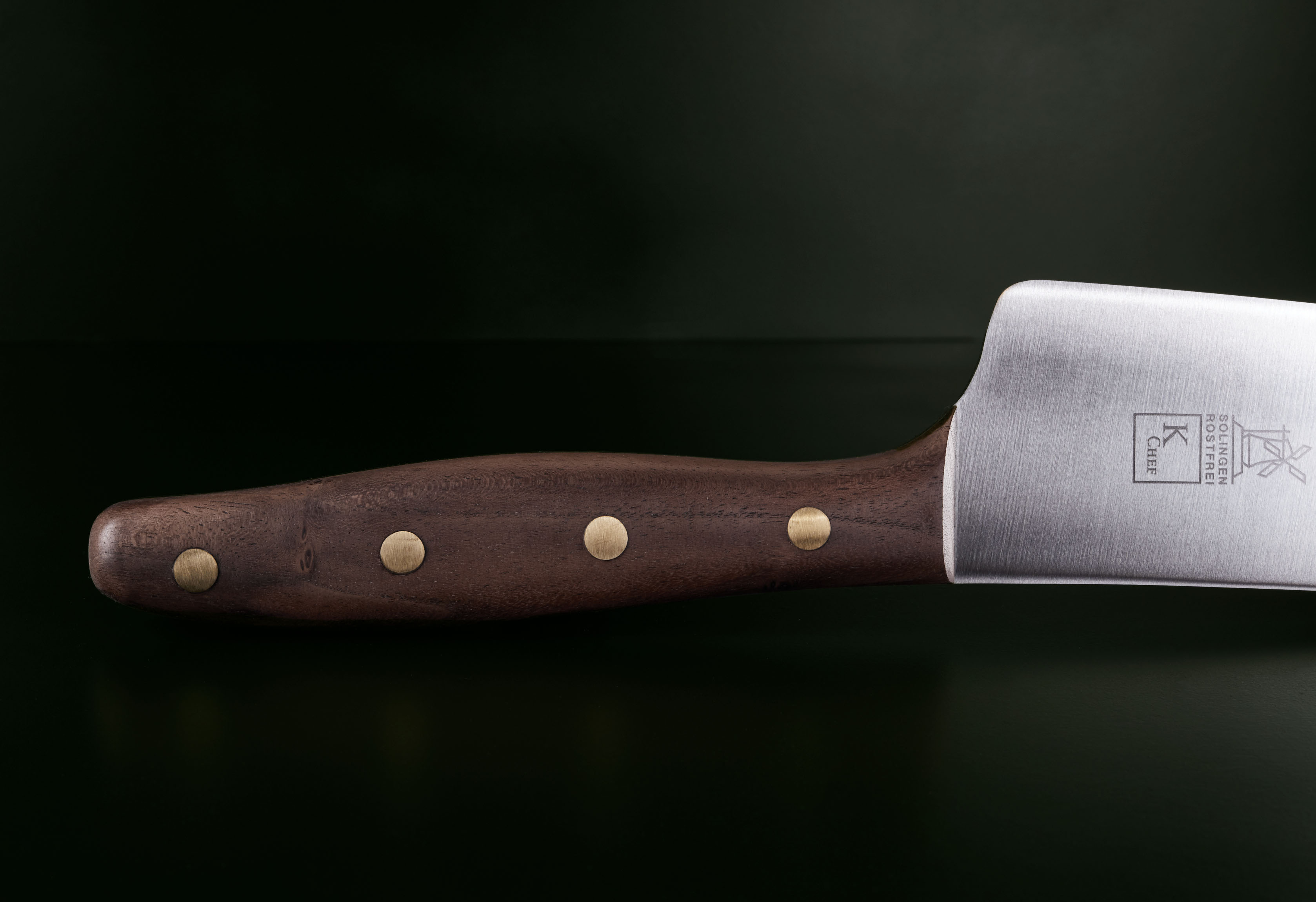 Extra Großes Kochmesser 23cm Walnuss rostfrei