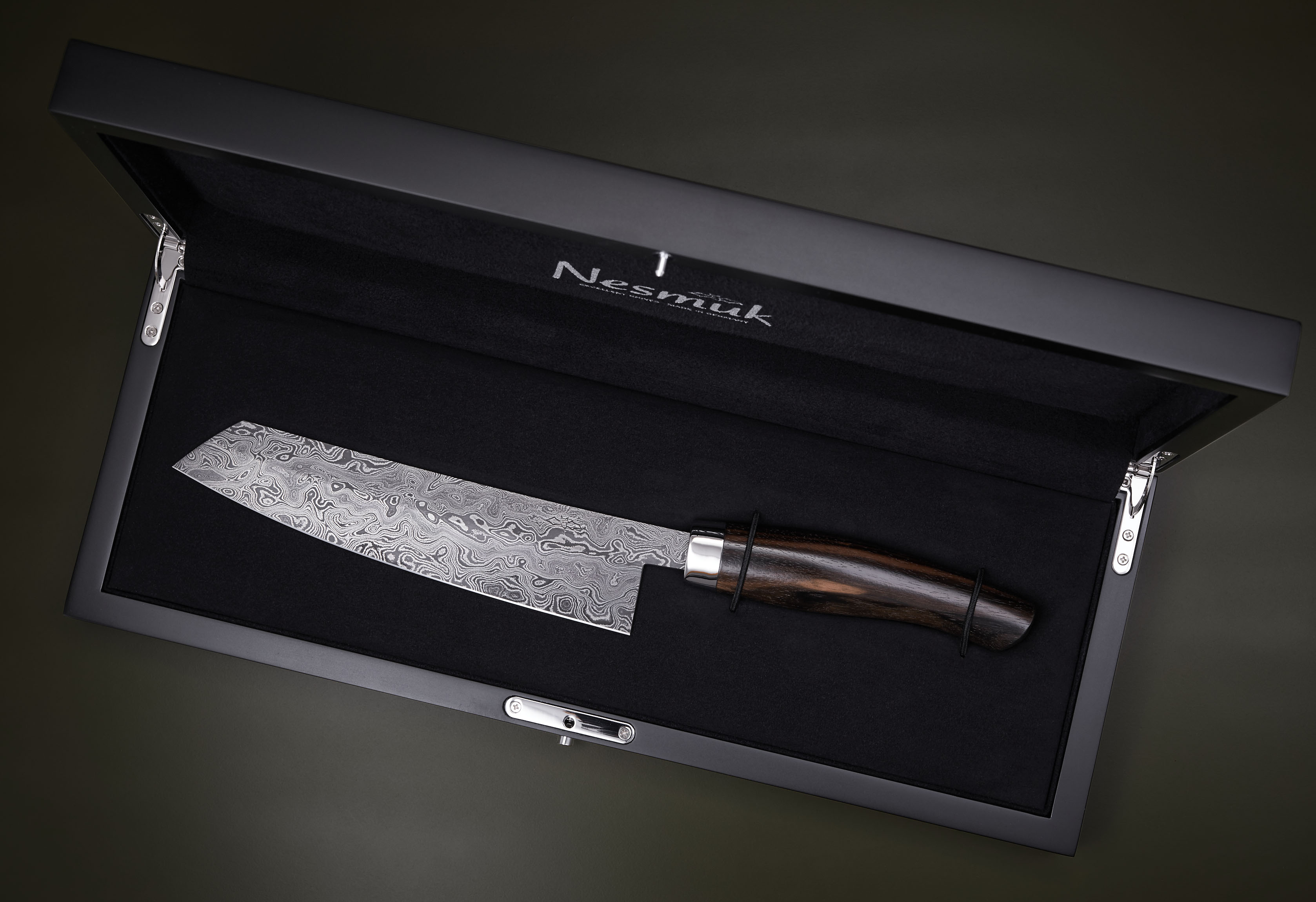 Damast Makassar Ebenholz Kochmesser 18cm