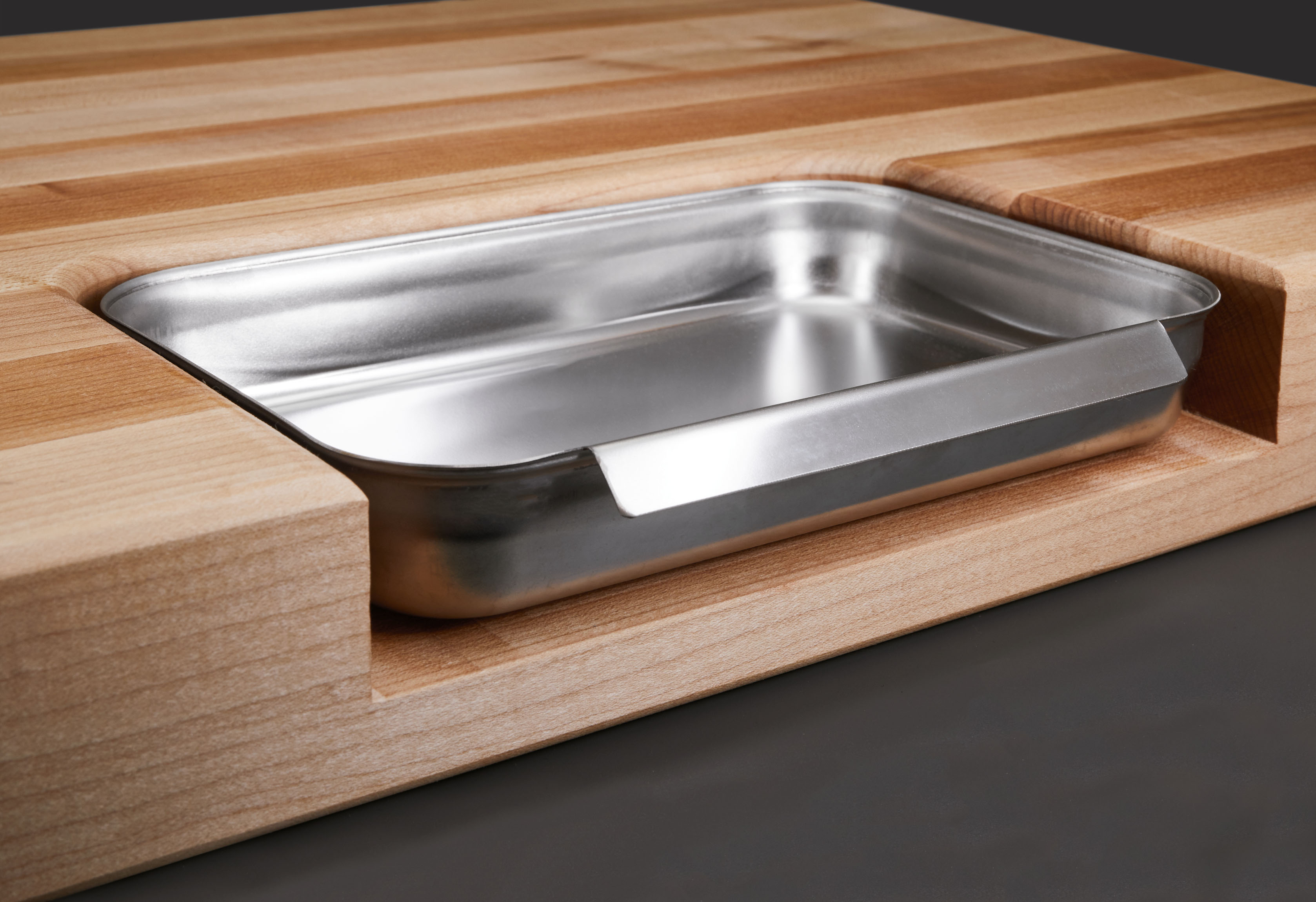 Großes Profi-Schneidebrett mit Saftrille und Auffangschale Ahorn 6cm