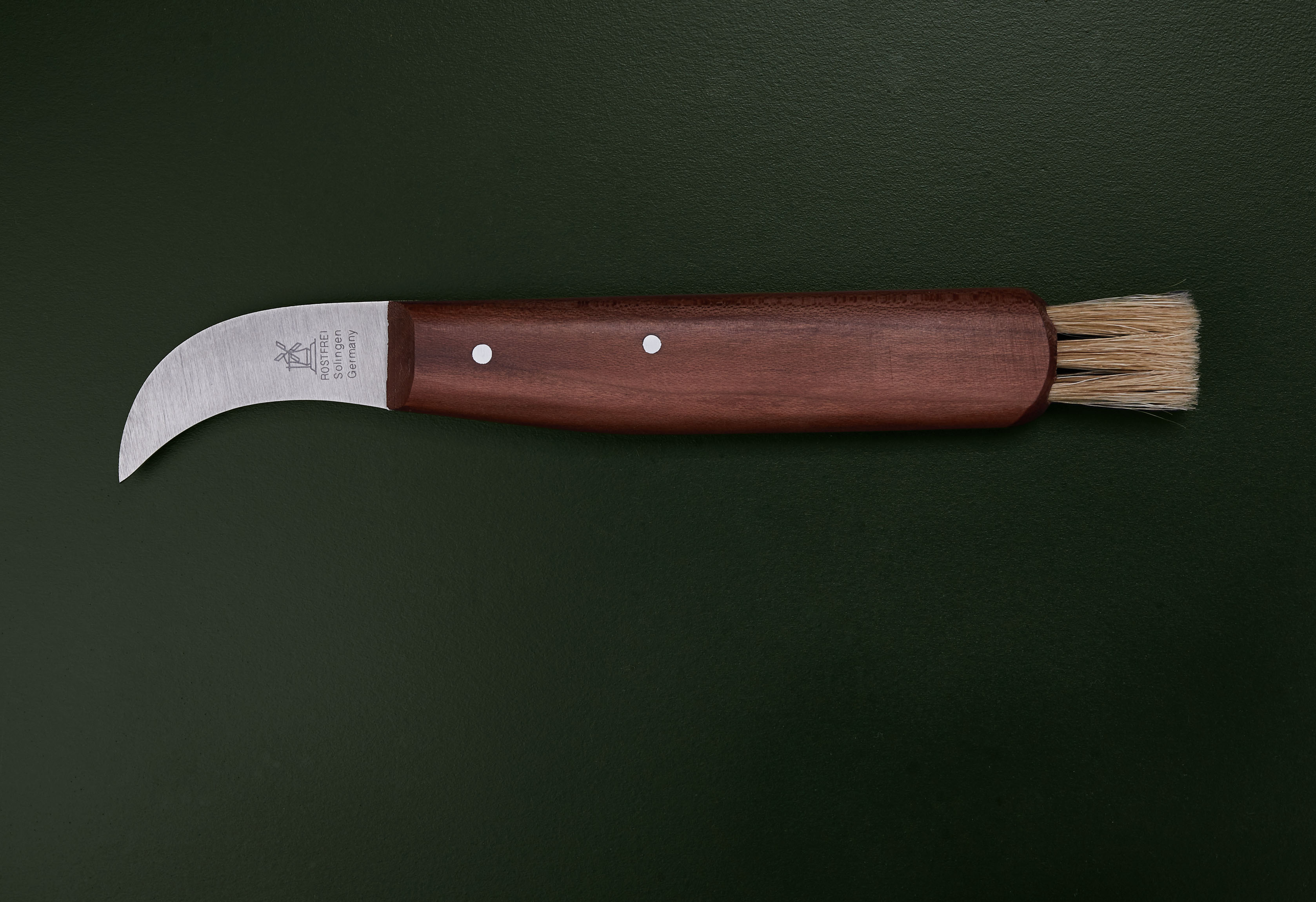 Pilzpflückmesser Pflaume rostfrei mit Naturborsten