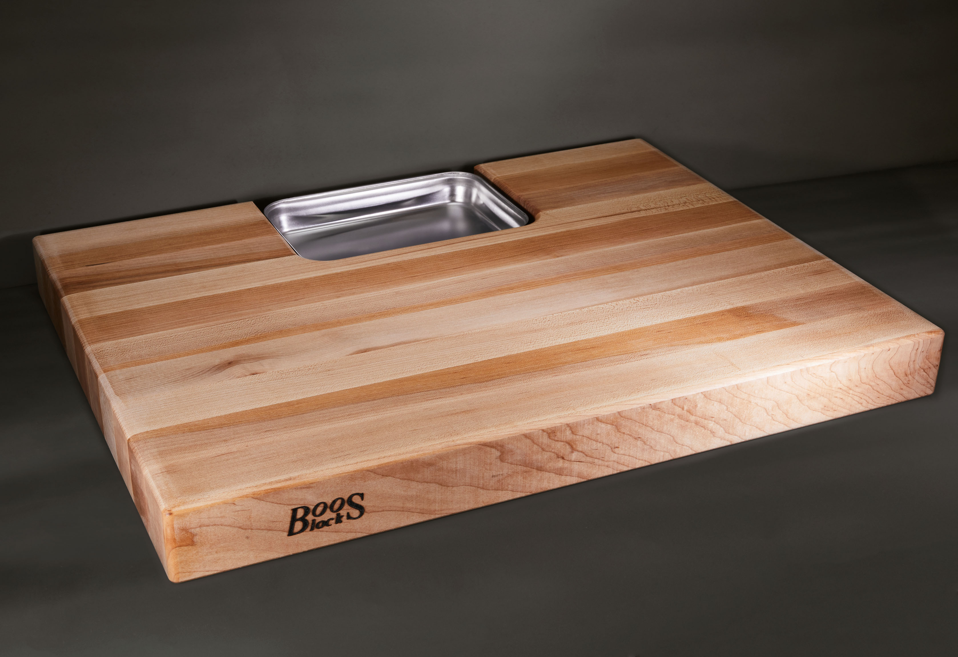 Großes Profi-Schneidebrett mit Saftrille und Auffangschale Ahorn 6cm