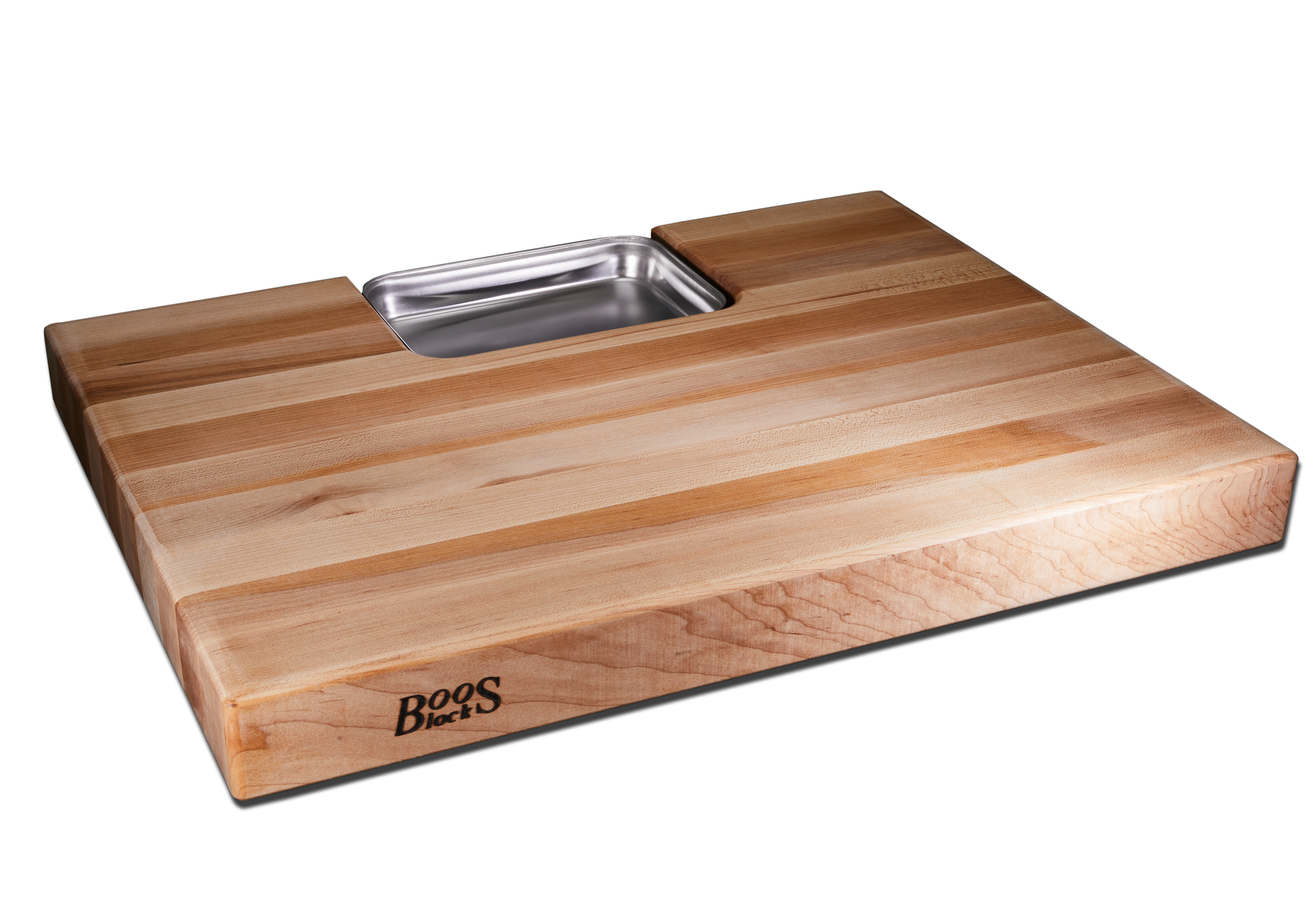 Großes Profi-Schneidebrett mit Saftrille und Auffangschale Ahorn 6cm