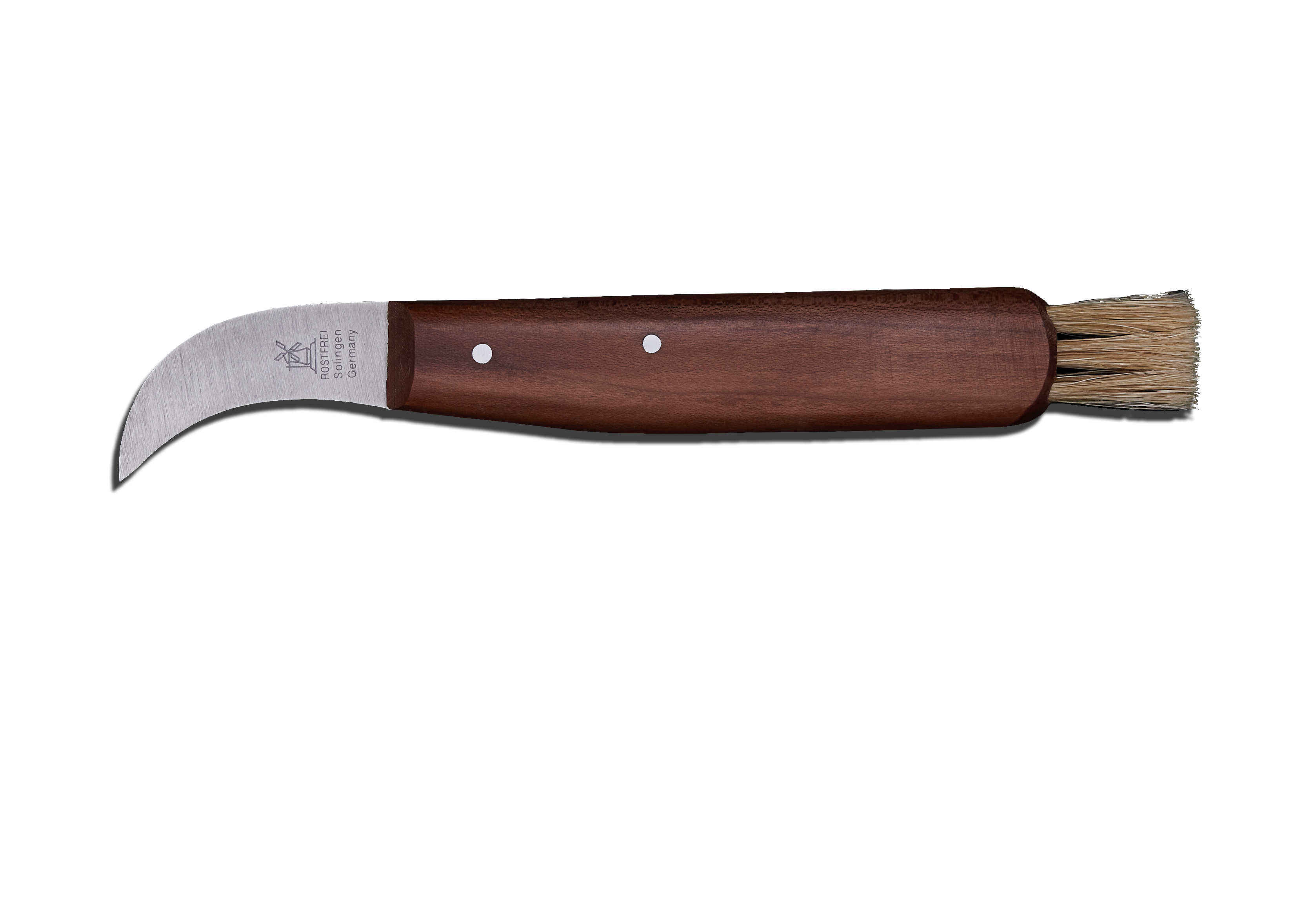Pilzpflückmesser Pflaume rostfrei mit Naturborsten