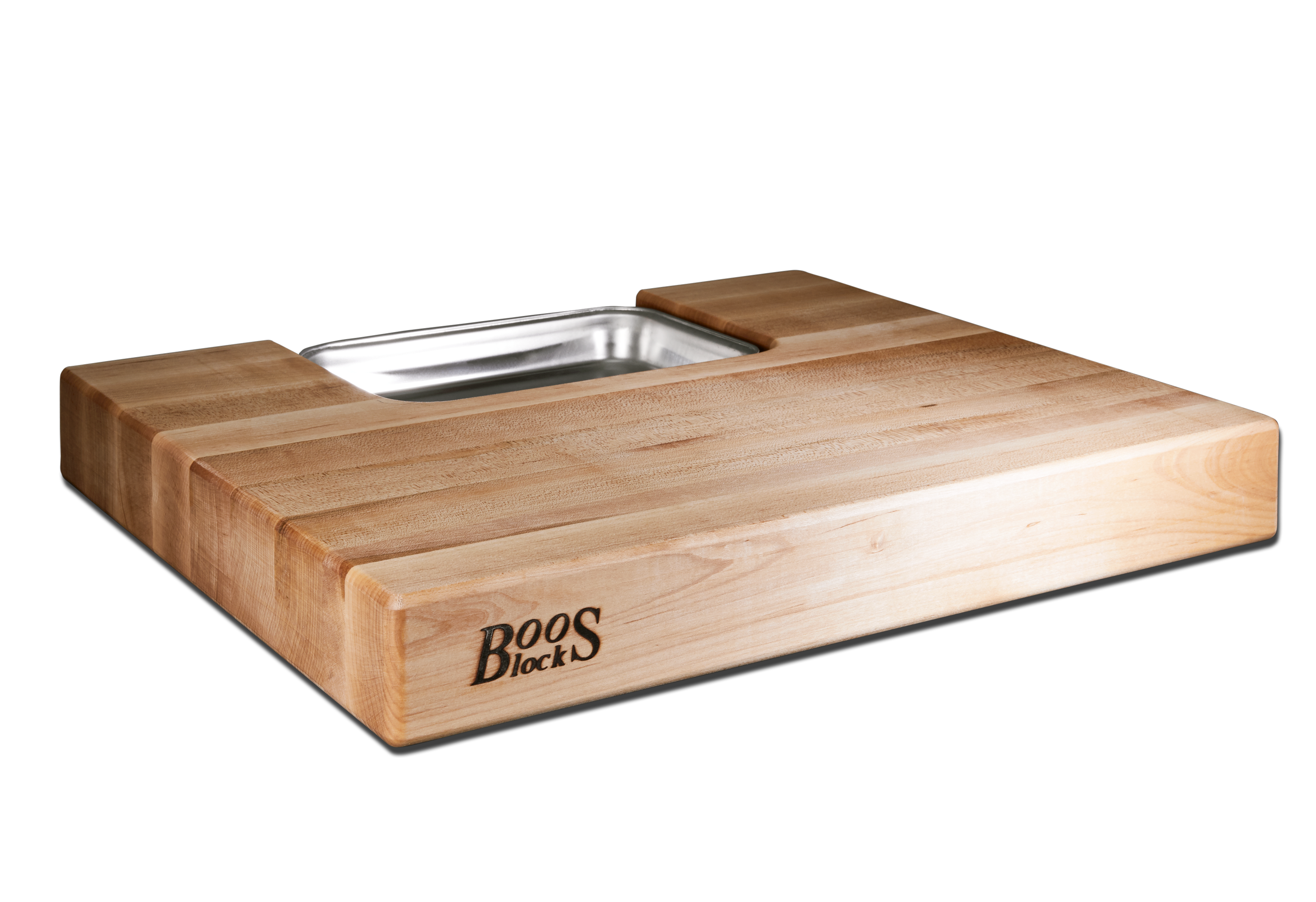 Mittleres Profi-Schneidebrett mit Saftrille und Auffangschale Ahorn 6cm